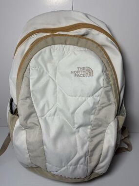 The North Face White, Cream & Tan Quilted Backpack